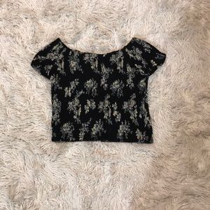 Floral black crop top